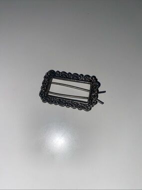Antique-Style Rectangular Metal Hair Clip - Black and Silver or Dark Silver